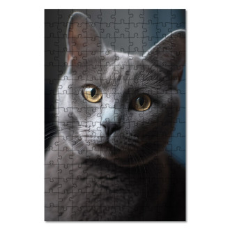 Wooden Puzzle Russian Blue cat realistic