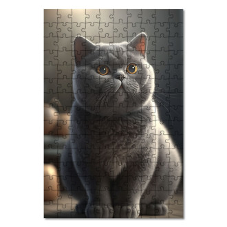 Wooden Puzzle British Shorthair cat watercolor