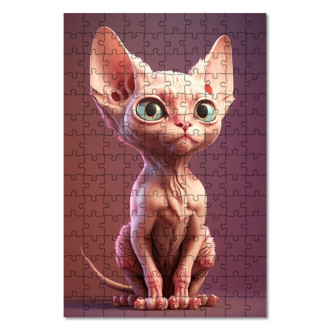 Wooden Puzzle Sphynx cat cartoon