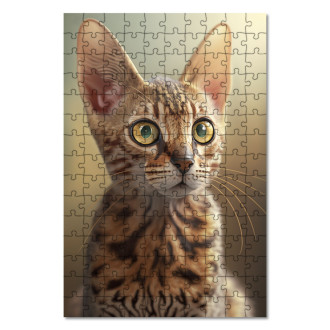 Wooden Puzzle Ocicat cat watercolor