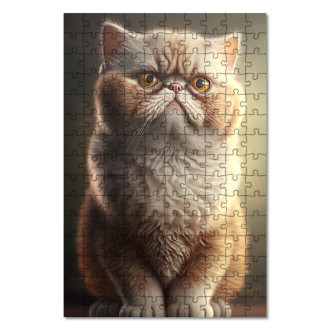Wooden Puzzle Exotic Shorthair cat watercolor