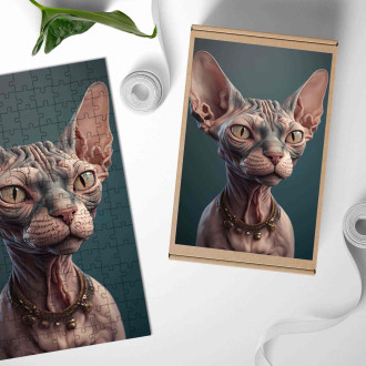 Wooden Puzzle Sphynx cat watercolor