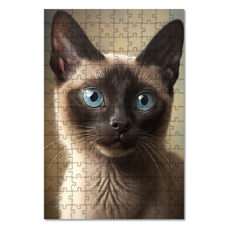 Wooden Puzzle Siamese cat watercolor