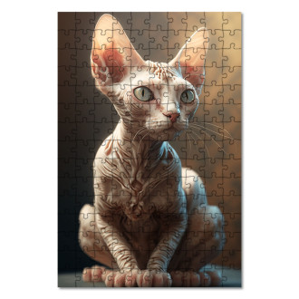 Wooden Puzzle Devon Rex cat watercolor