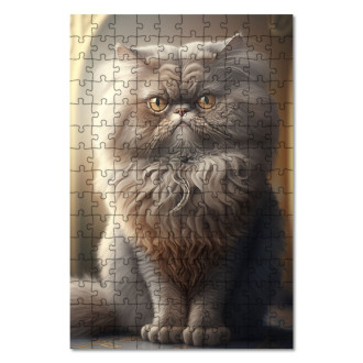 Wooden Puzzle Persian cat watercolor