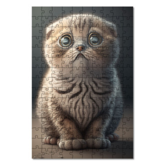 Wooden Puzzle Scottish Fold cat watercolor