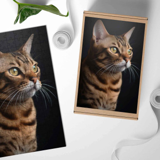 Wooden Puzzle Bengal cat realistic