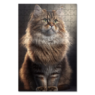 Wooden Puzzle Siberian cat watercolor