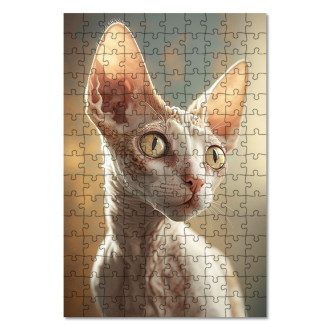 Wooden Puzzle Cornish Rex cat watercolor