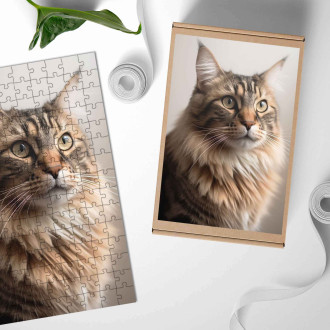 Wooden Puzzle Norwegian Forest cat realistic