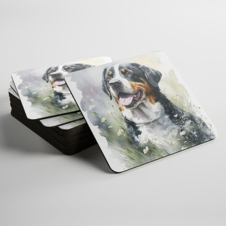 Coasters Greater Swiss Mountain Dog watercolor
