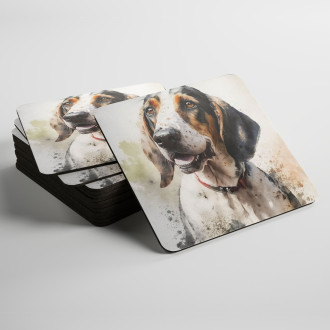 Coasters American English Coonhound watercolor