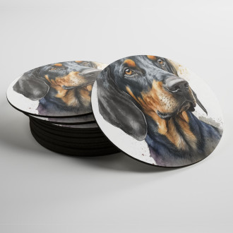 Coasters Black and Tan Coonhound watercolor
