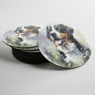 Coasters Greater Swiss Mountain Dog watercolor