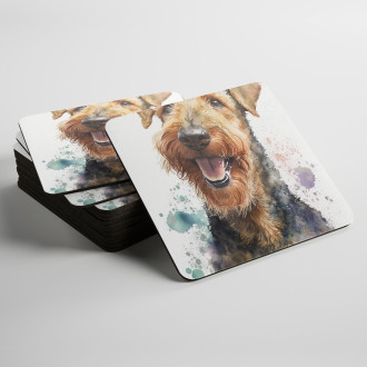 Coasters Airedale Terrier watercolor