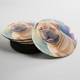 Coasters Chinese Shar-Pei watercolor