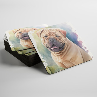 Coasters Chinese Shar-Pei watercolor