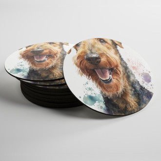 Coasters Airedale Terrier watercolor