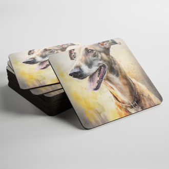 Coasters Greyhound watercolor