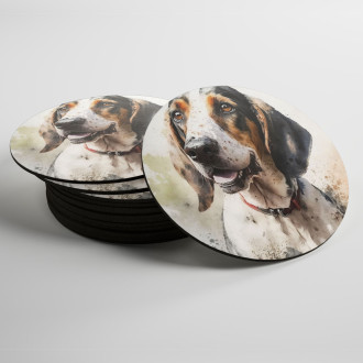 Coasters American English Coonhound watercolor