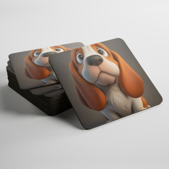 Coasters Basset hound cartoon