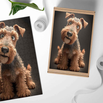Wooden Puzzle Airedale Terrier cartoon