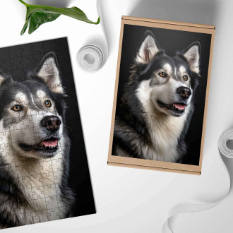 Wooden Puzzle Siberian Huskie realistic