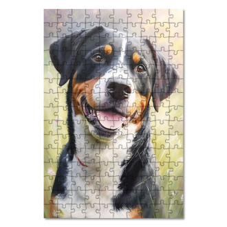 Dřevěné puzzle Entlebucherský salašnický pes akvarel