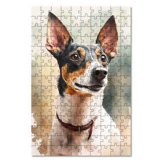 Wooden Puzzle Toy Fox Terrier watercolor