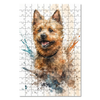 Wooden Puzzle Norwich Terrier watercolor