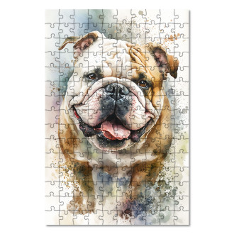 Wooden Puzzle Bulldog watercolor