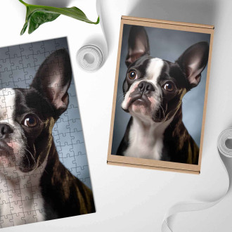 Wooden Puzzle Boston terrier realistic