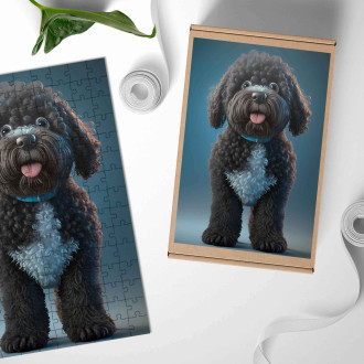 Wooden Puzzle Portuguese Water Dog cartoon