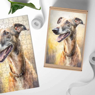 Wooden Puzzle Greyhound watercolor