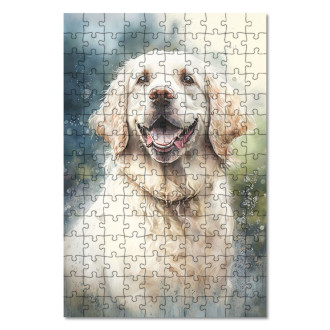 Wooden Puzzle Clumber Spaniel watercolor