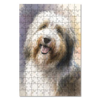 Wooden Puzzle Bearded Collie watercolor