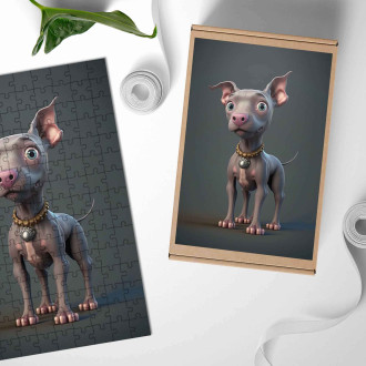 Wooden Puzzle American Hairless Terrier cartoon