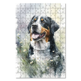 Wooden Puzzle Greater Swiss Mountain Dog watercolor