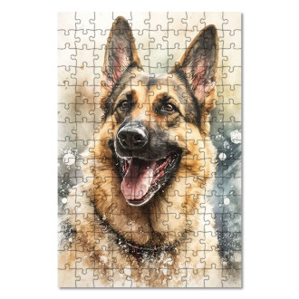 Wooden Puzzle German Shepherd Dog watercolor