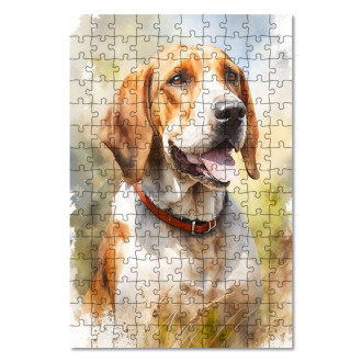 Wooden Puzzle American Foxhound watercolor