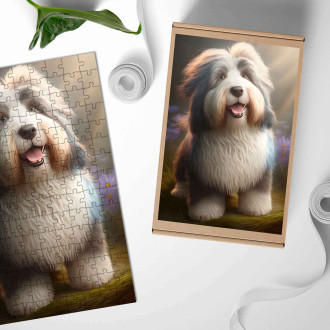 Wooden Puzzle Bearded Collie cartoon