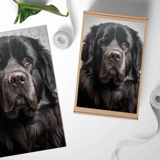 Wooden Puzzle Flat Coated Retriever realistic