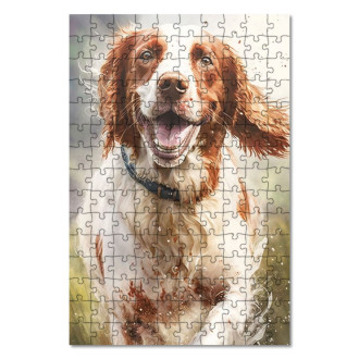 Wooden Puzzle Irish Red and White Setter watercolor