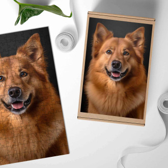 Wooden Puzzle Finnish Spitz realistic