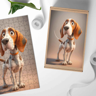 Wooden Puzzle American English Coonhound cartoon
