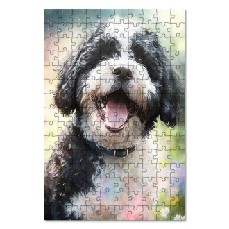Wooden Puzzle Portuguese Water Dog watercolor
