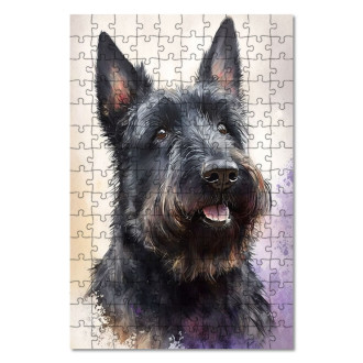 Wooden Puzzle Scottish Terrier watercolor