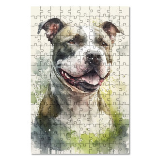 Wooden Puzzle Staffordshire Bull Terrier watercolor