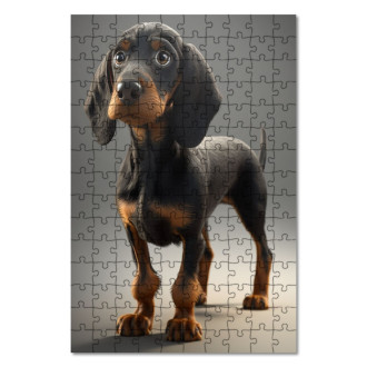 Wooden Puzzle Black and Tan Coonhound cartoon
