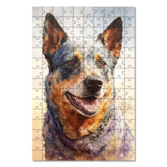 Wooden Puzzle Australian Cattle Dog watercolor